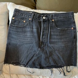 Levi distressed button fly denim mini skirt